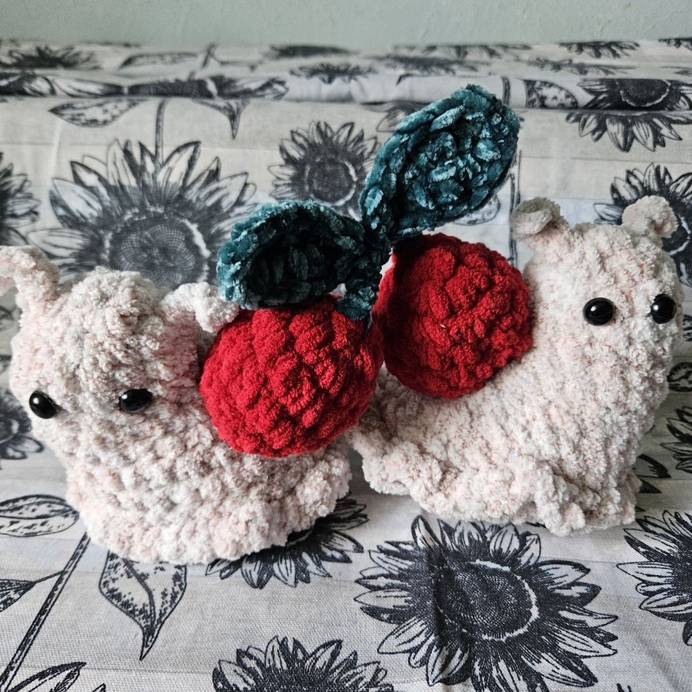 Crochet Cherry Snails Plushie - Picture 7 of 9